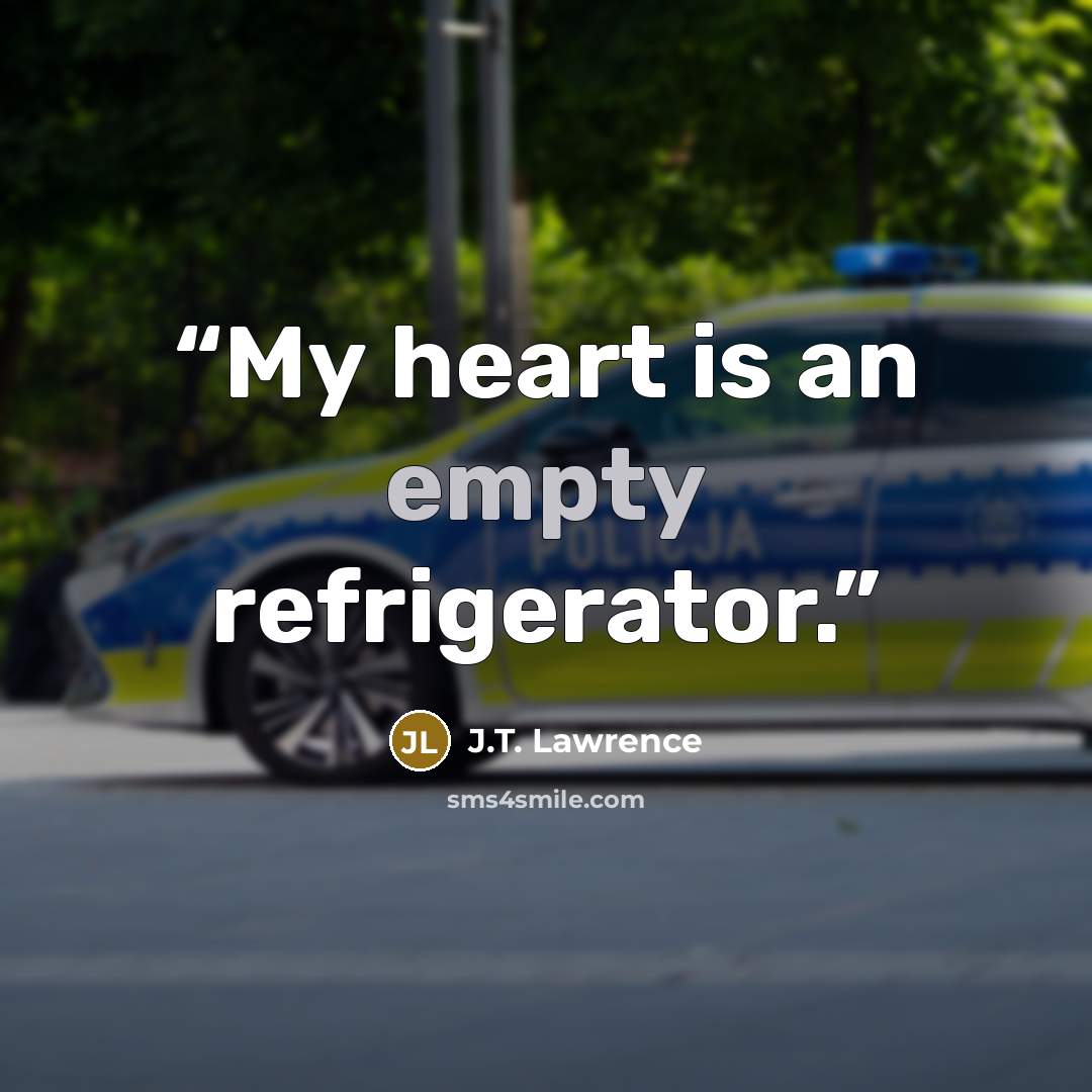 “My heart is an empty refrigerator.” quote by J.T. Lawrence