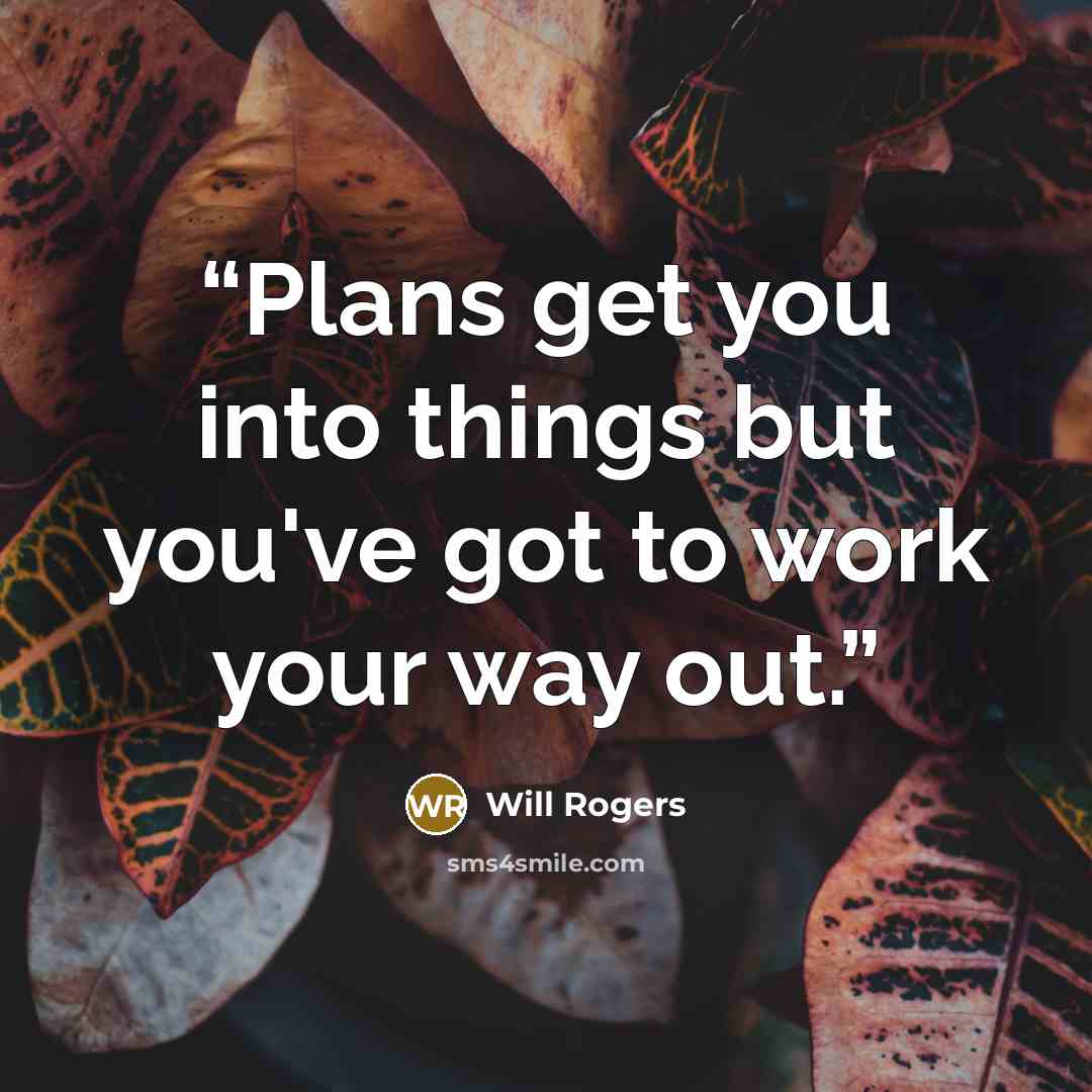 “Plans get you into things but you've got to work your way out.” quote by Will Rogers