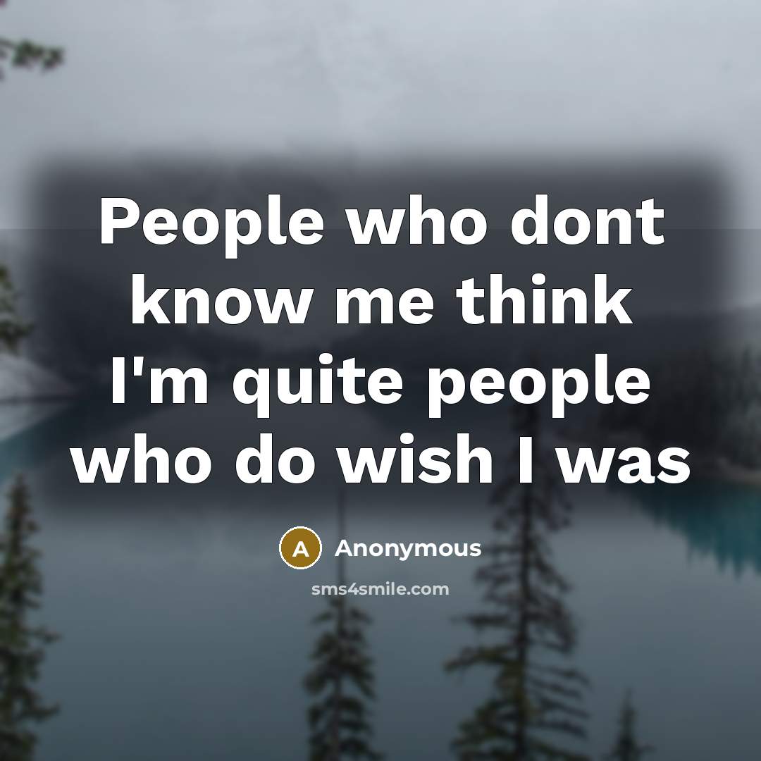 “People who dont know me think I'm quite people who do wish I was” quote by Anonymous