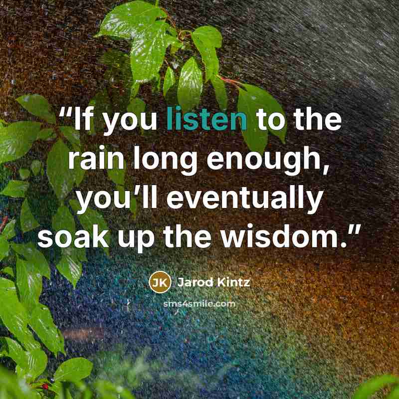 “If you listen to the rain long enough, you’ll eventually soak up the wisdom.” quote by Jarod Kintz