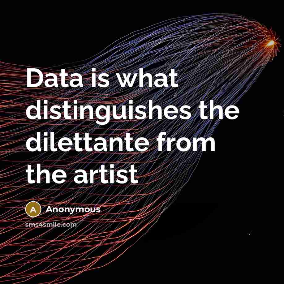 “Data is what distinguishes the dilettante from the artist” quote by Anonymous