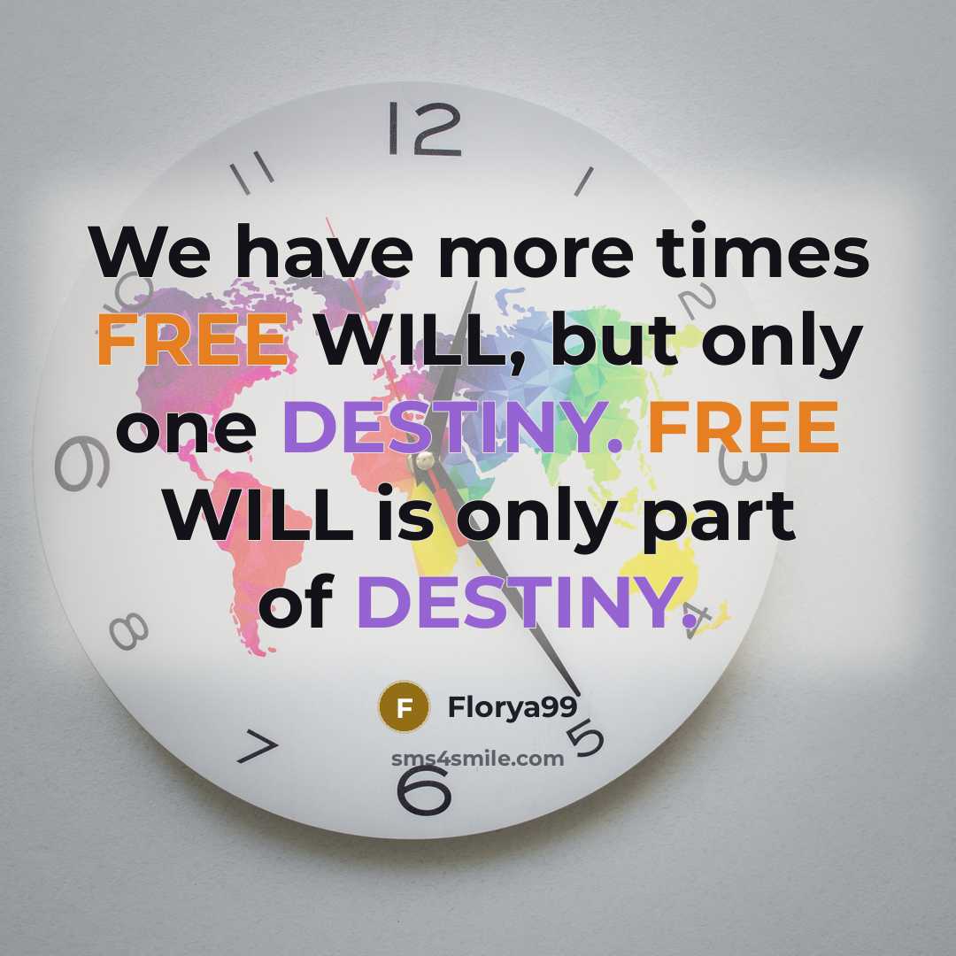 “We have more times FREE WILL, but only one DESTINY. FREE WILL is only part of DESTINY.” quote by Florya99