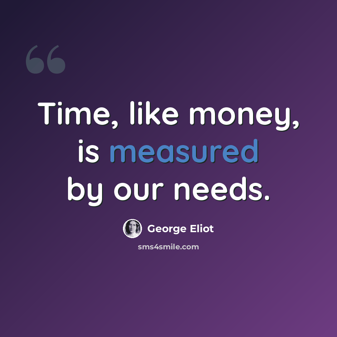 “Time, like money, is measured by our needs.” quote by George Eliot