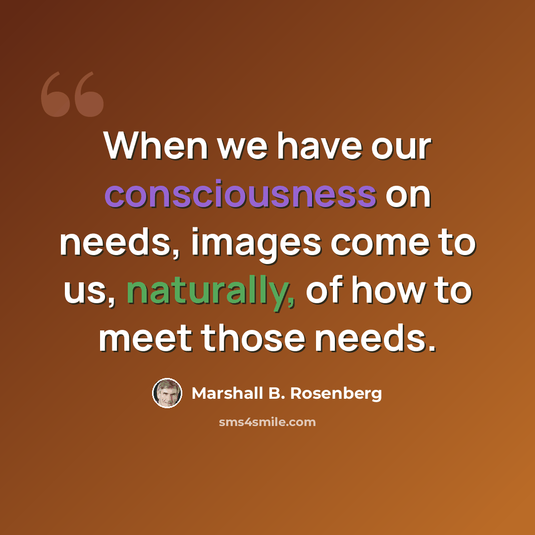 “When we have our consciousness on needs, images come to us, naturally, of how to meet those needs.” quote by Marshall B. Rosenberg