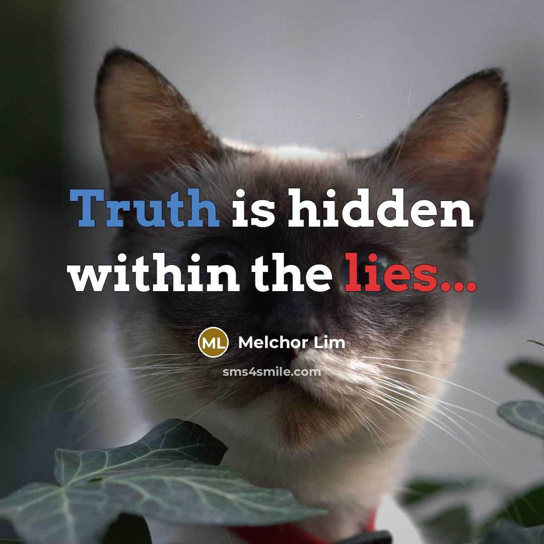 “Truth is hidden within the lies...” quote by Melchor Lim