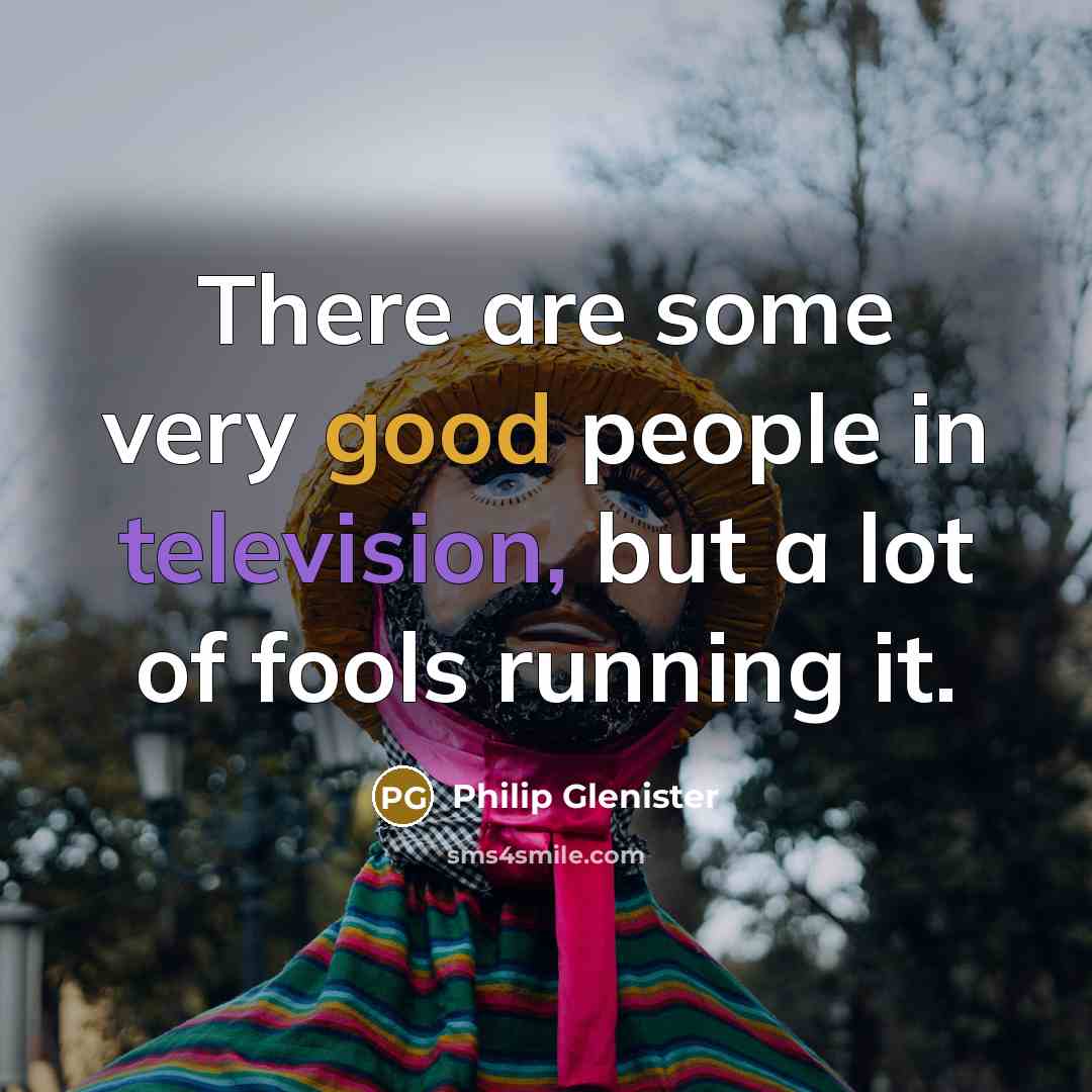 “There are some very good people in television, but a lot of fools running it.” quote by Philip Glenister