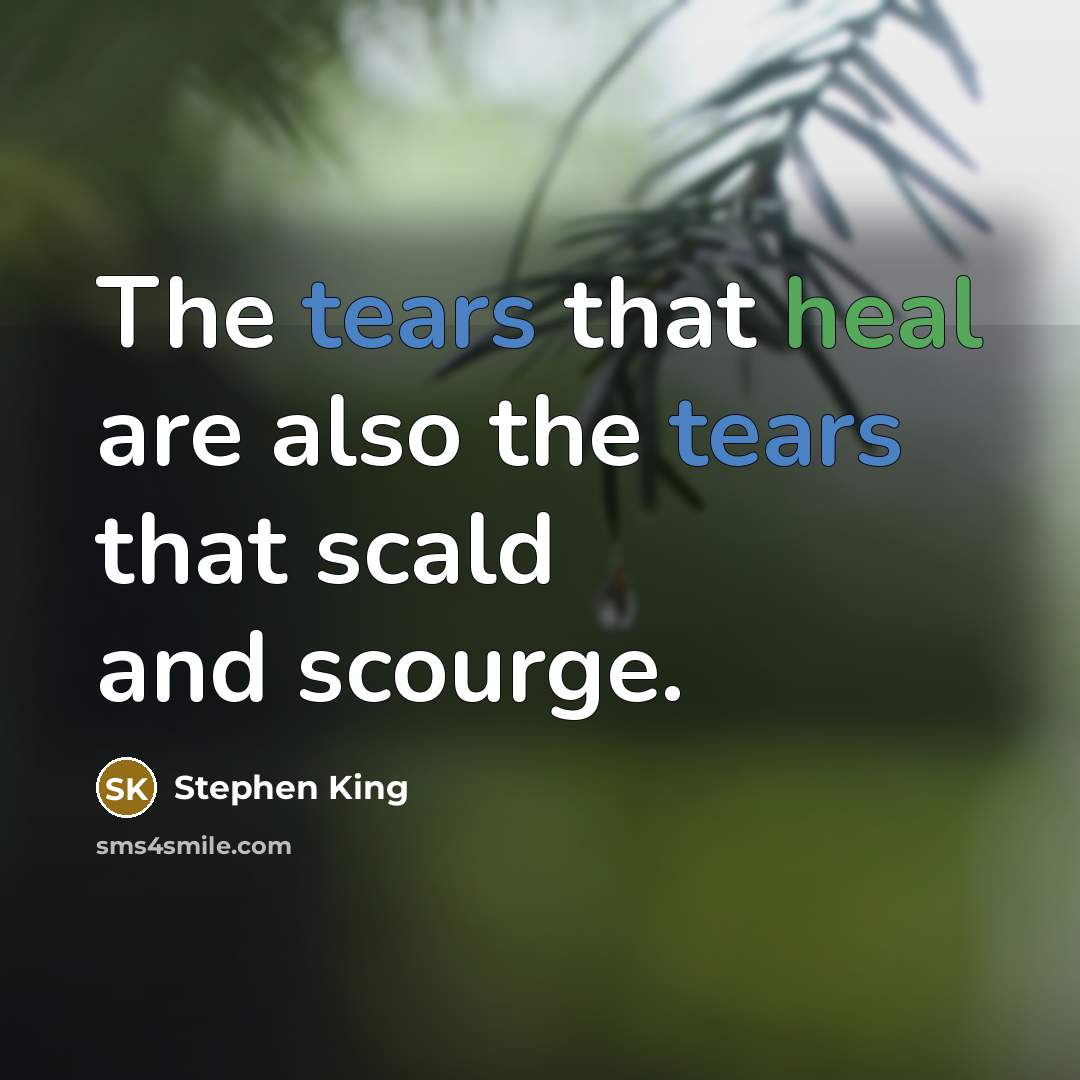 “The tears that heal are also the tears that scald and scourge.” quote by Stephen King