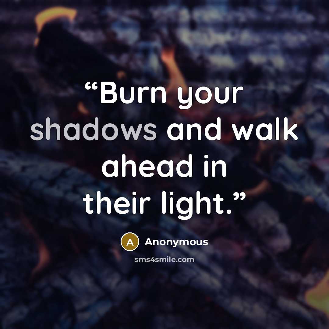 “Burn your shadows and walk ahead in their light.” quote by Anonymous