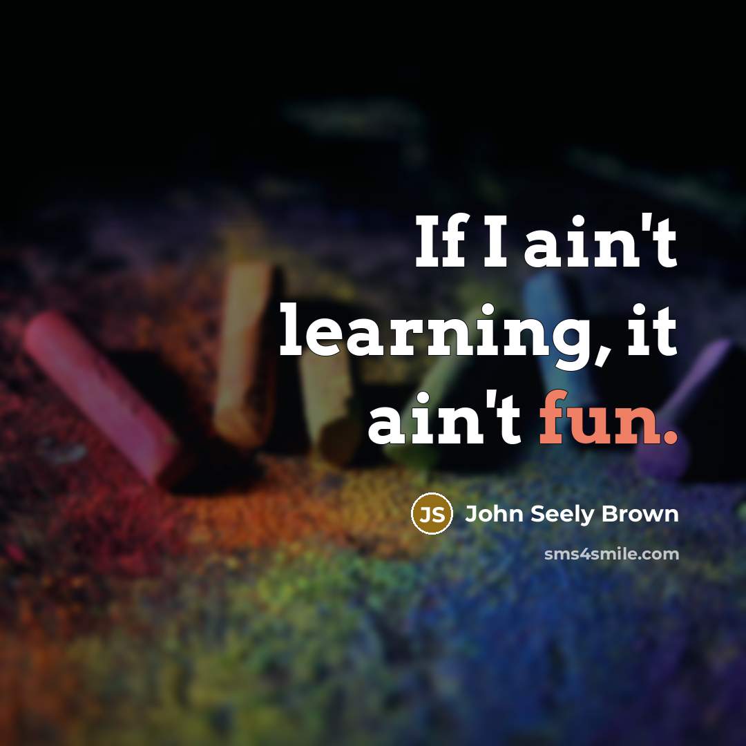 “If I ain't learning, it ain't fun.” quote by John Seely Brown
