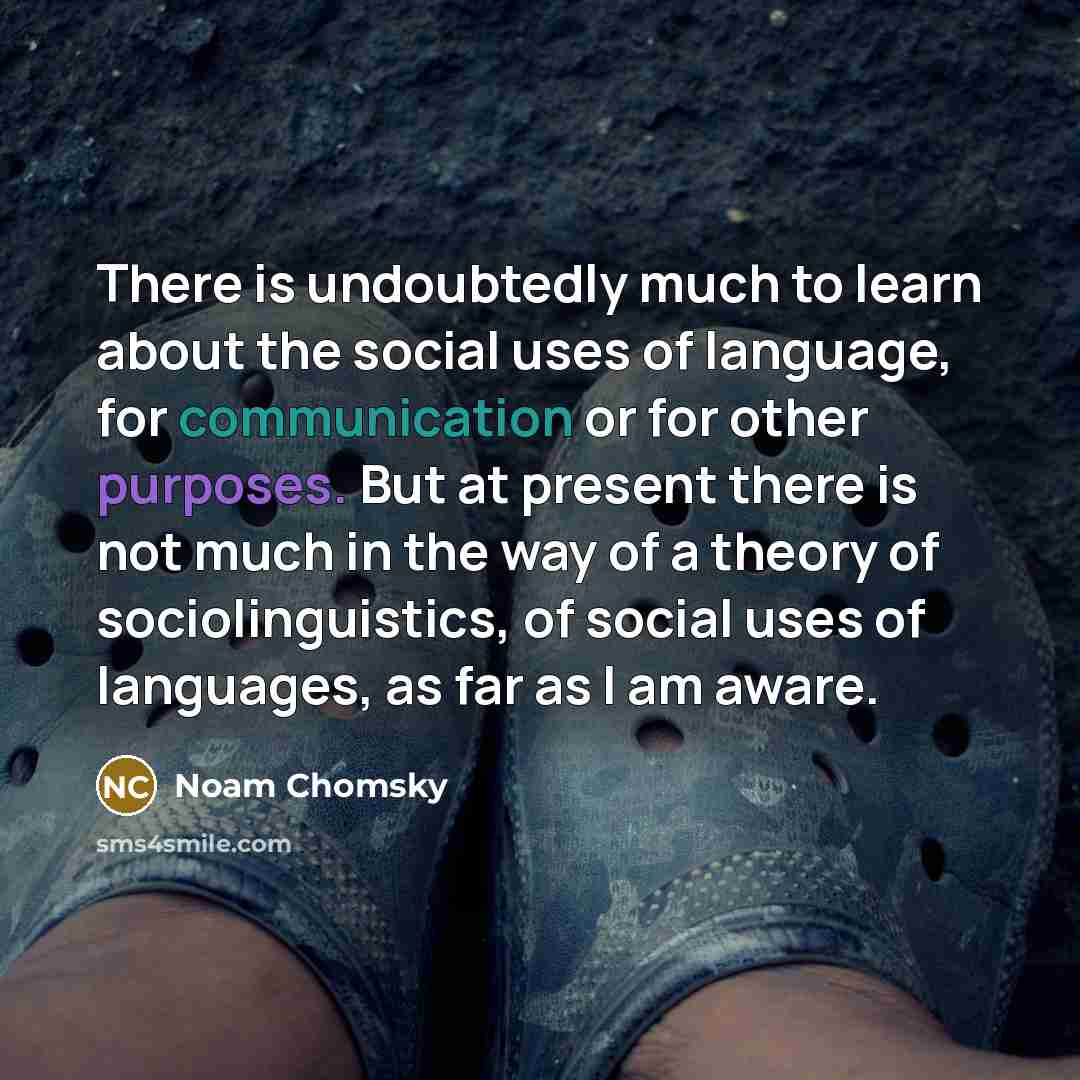 “There is undoubtedly much to learn about the social uses of language, for communication or for other purposes. But at present there is not much in the way of a theory of sociolinguistics, of social uses of languages, as far as I am aware.” quote by Noam Chomsky