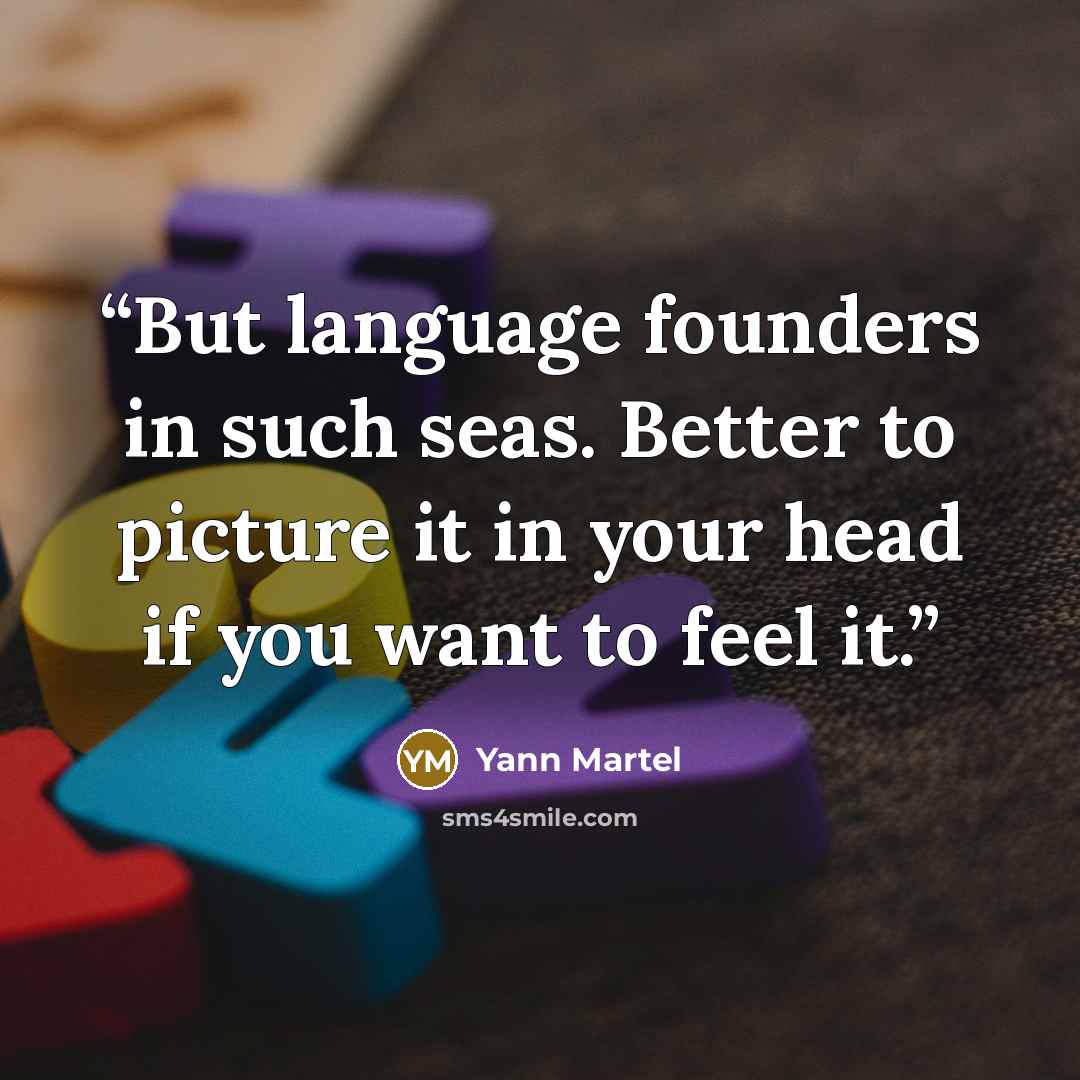 “But language founders in such seas. Better to picture it in your head if you want to feel it.” quote by Yann Martel