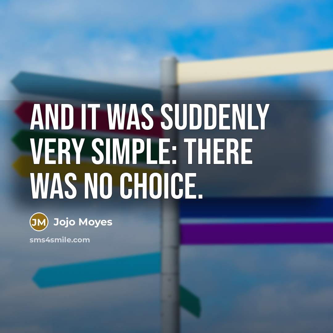 “And it was suddenly very simple: There was no choice.” quote by Jojo Moyes