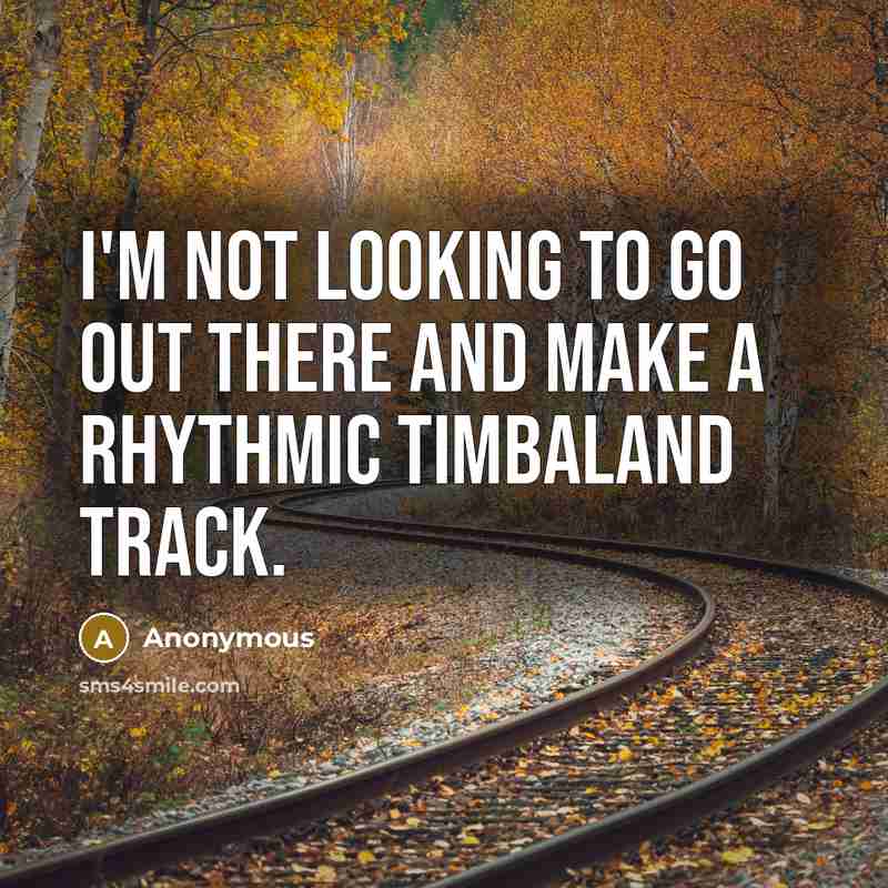 “I'm not looking to go out there and make a rhythmic Timbaland track.” quote by Anonymous