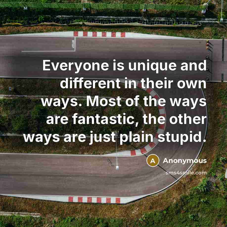 “Everyone is unique and different in their own ways. Most of the ways are fantastic, the other ways are just plain stupid.” quote by Anonymous