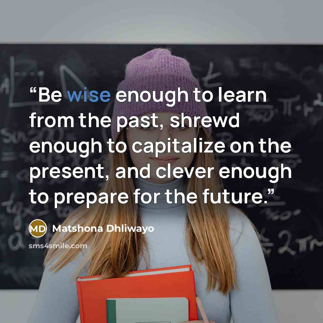 “Be wise enough to learn from the past, shrewd enough to capitalize on the present, and clever enough to prepare for the future.” quote by Matshona Dhliwayo