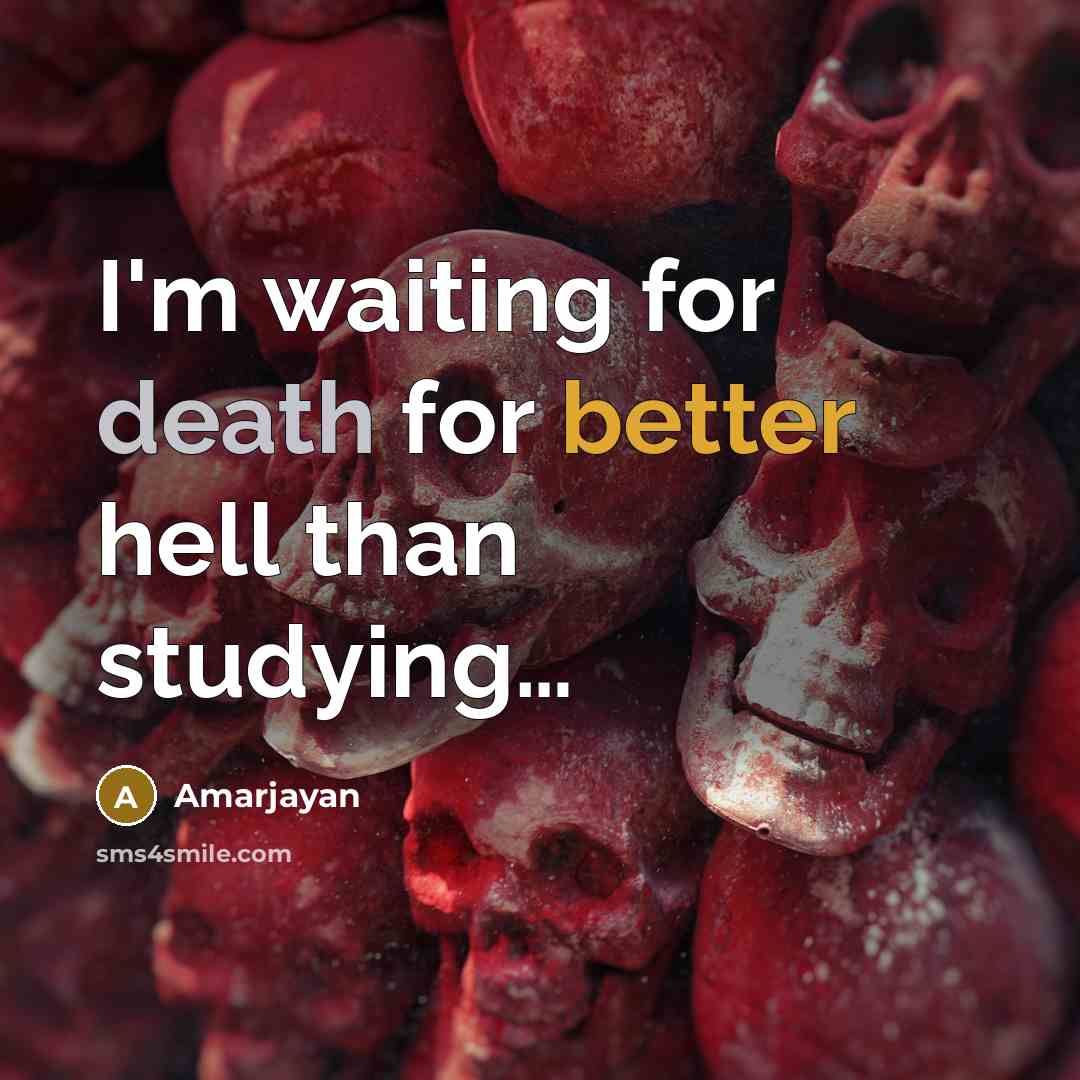 “I'm waiting for death for better hell than studying…” quote by Amarjayan