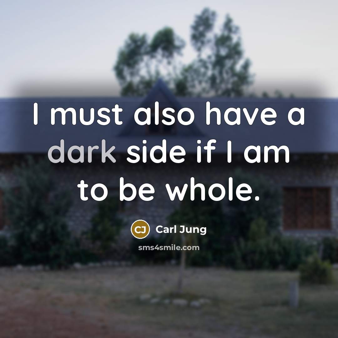 “I must also have a dark side if I am to be whole.” quote by Carl Jung