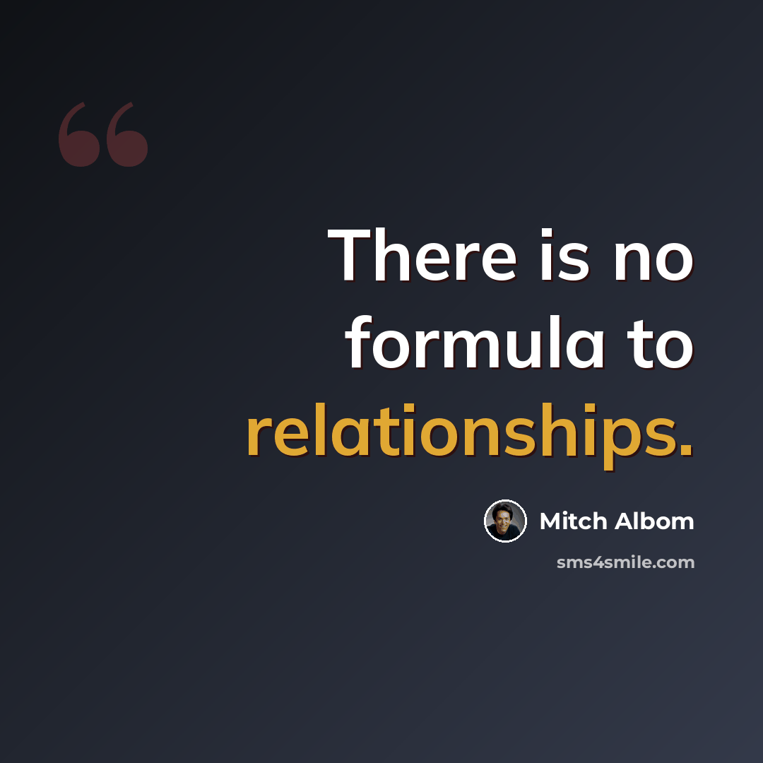 “There is no formula to relationships.” quote by Mitch Albom