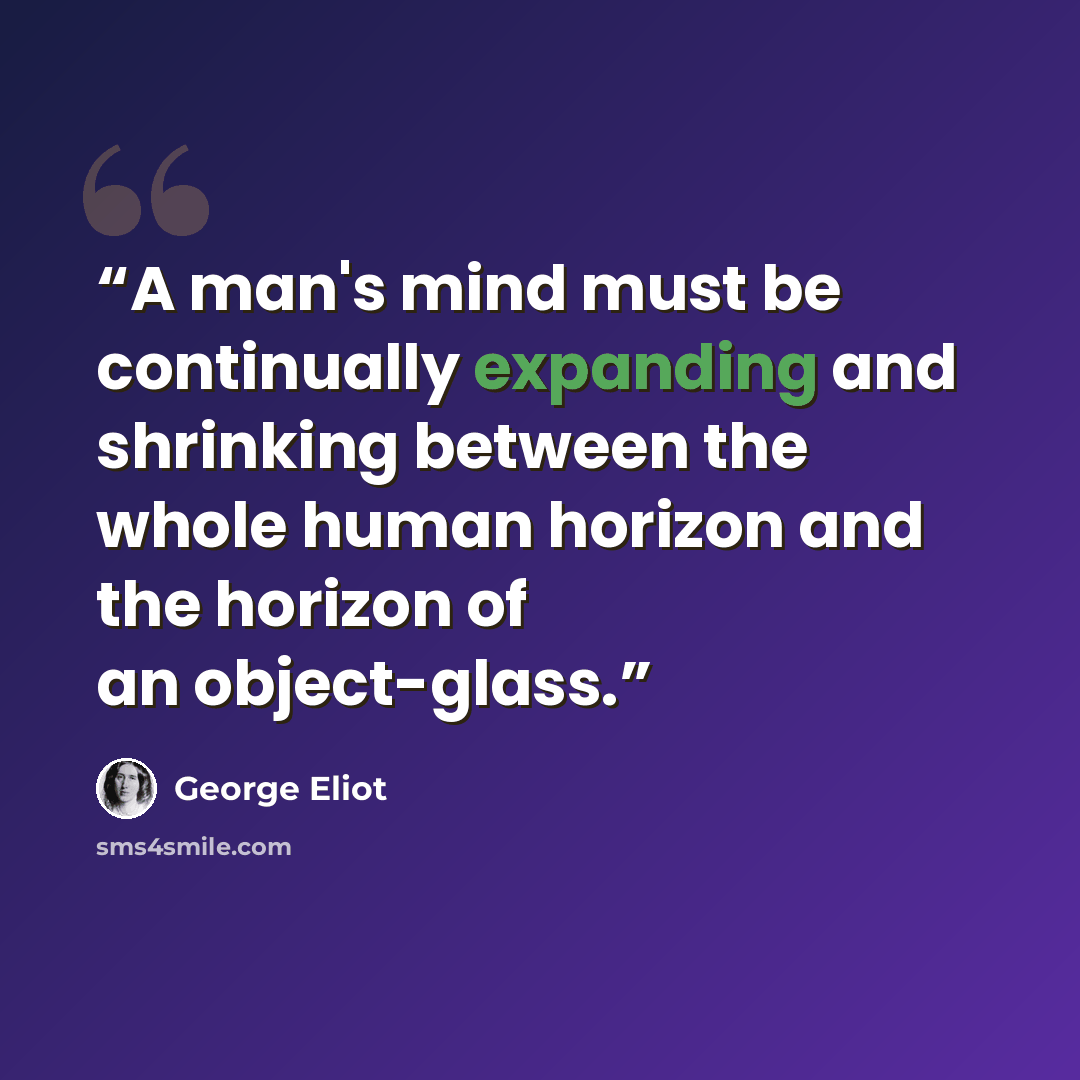 “A man's mind must be continually expanding and shrinking between the whole human horizon and the horizon of an object-glass.” quote by George Eliot