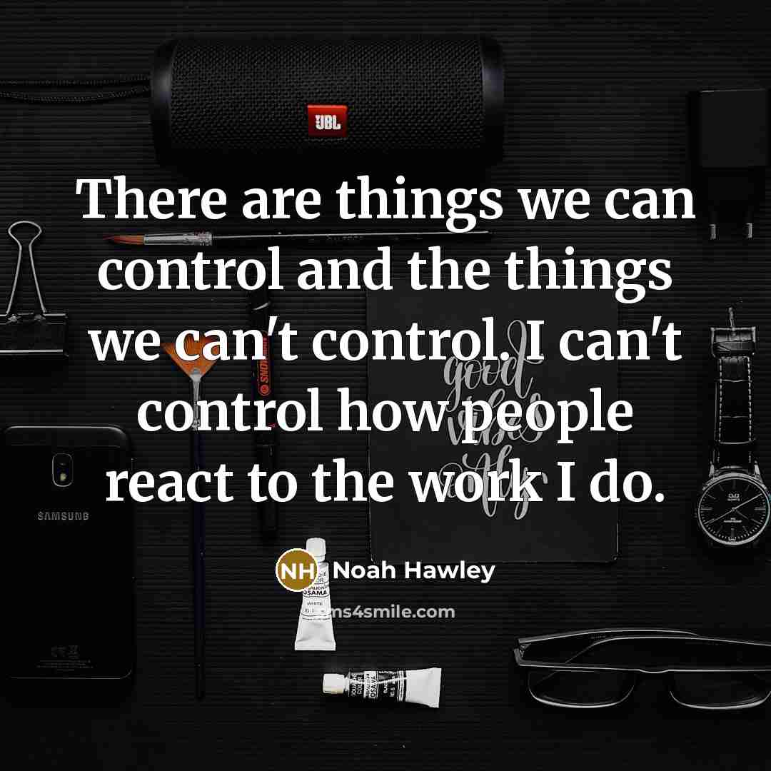 “There are things we can control and the things we can't control. I can't control how people react to the work I do.” quote by Noah Hawley
