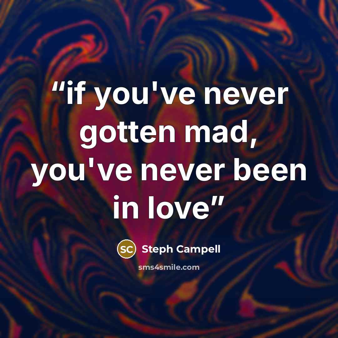 “if you've never gotten mad, you've never been in love” quote by Steph Campell