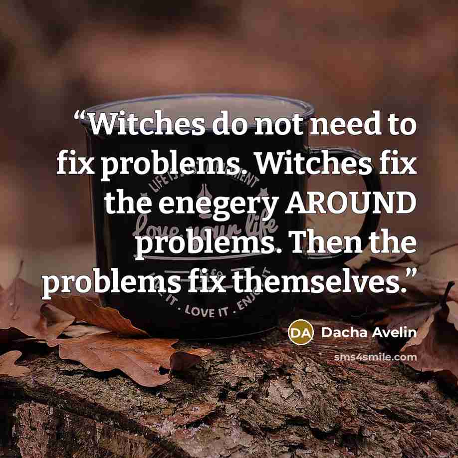 “Witches do not need to fix problems. Witches fix the enegery AROUND problems. Then the problems fix themselves.” quote by Dacha Avelin