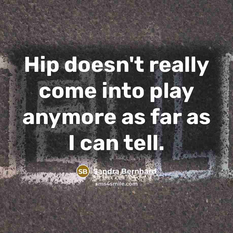 “Hip doesn't really come into play anymore as far as I can tell.” quote by Sandra Bernhard
