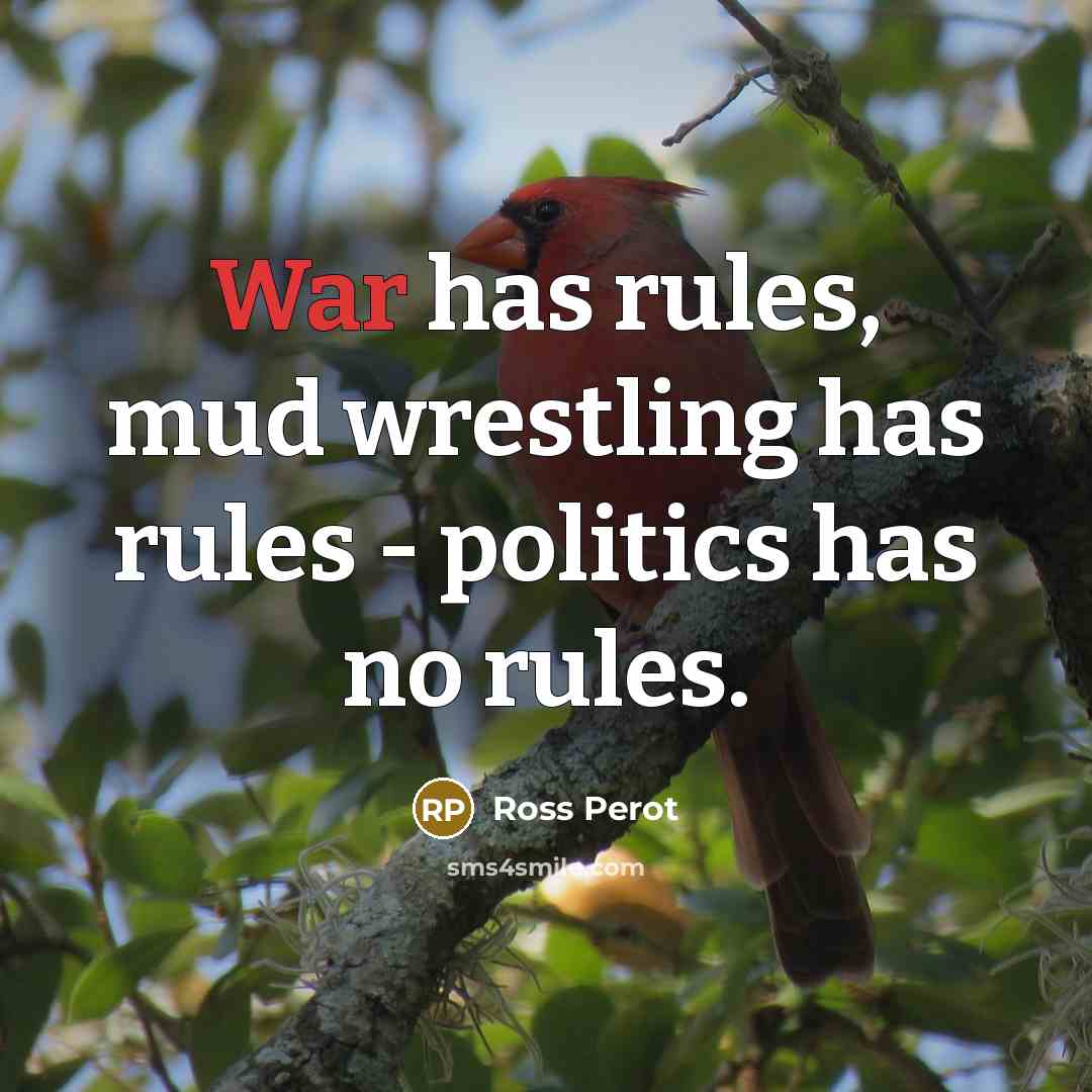 “War has rules, mud wrestling has rules - politics has no rules.” quote by Ross Perot