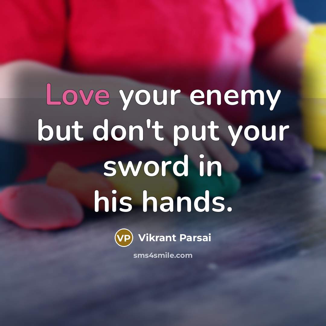 “Love your enemy but don't put your sword in his hands.” quote by Vikrant Parsai