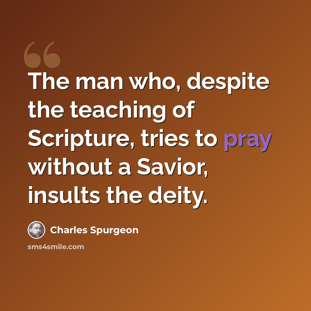 “The man who, despite the teaching of Scripture, tries to pray without a Savior, insults the deity.” quote by Charles Spurgeon