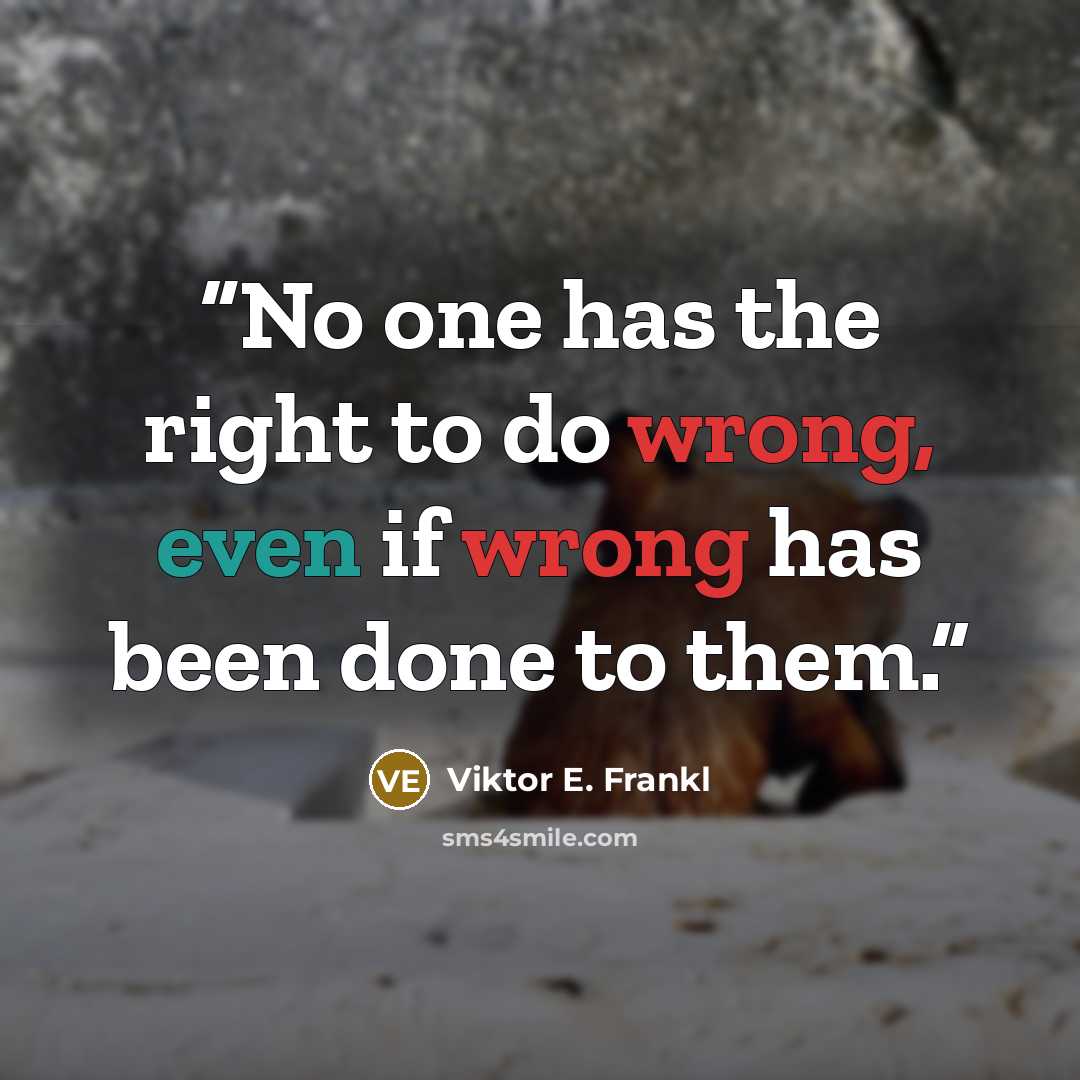 “No one has the right to do wrong, even if wrong has been done to them.” quote by Viktor E. Frankl