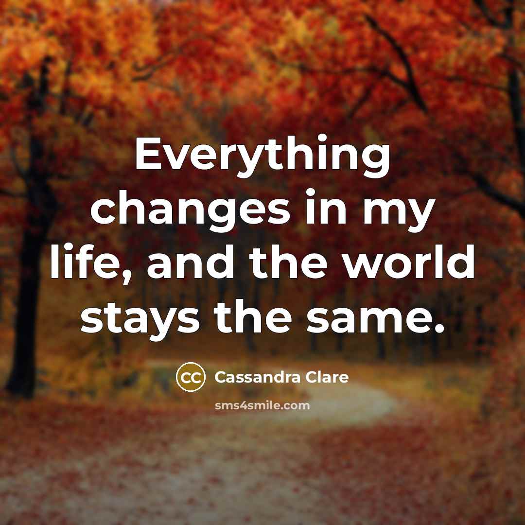 “Everything changes in my life, and the world stays the same.” quote by Cassandra Clare