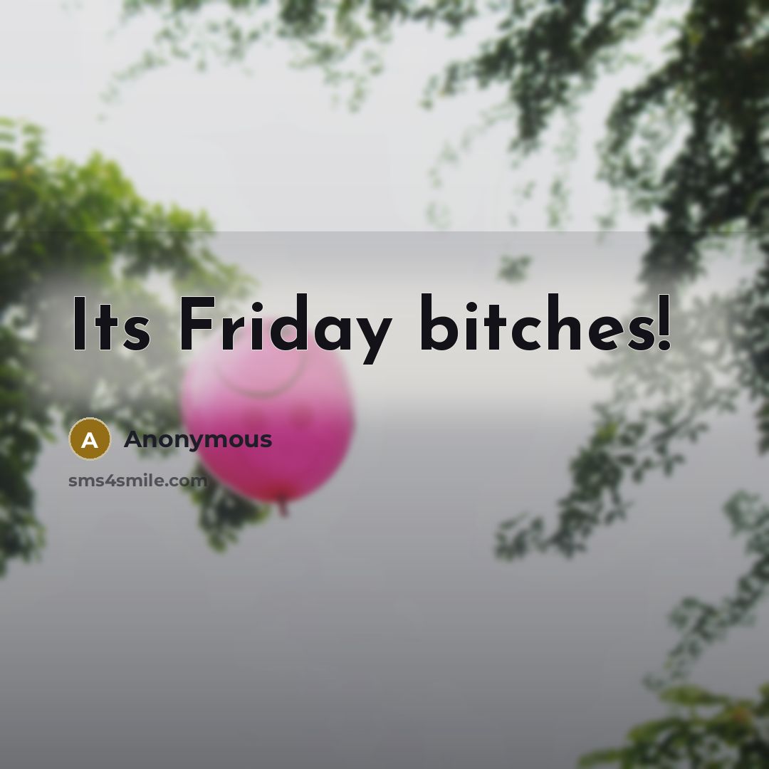 “Its Friday bitches!” quote by Anonymous