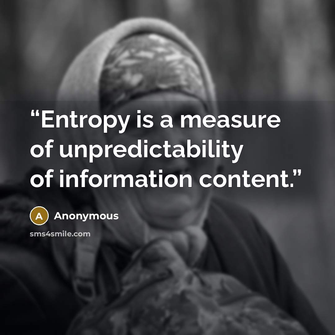 “Entropy is a measure of unpredictability of information content.” quote by Anonymous