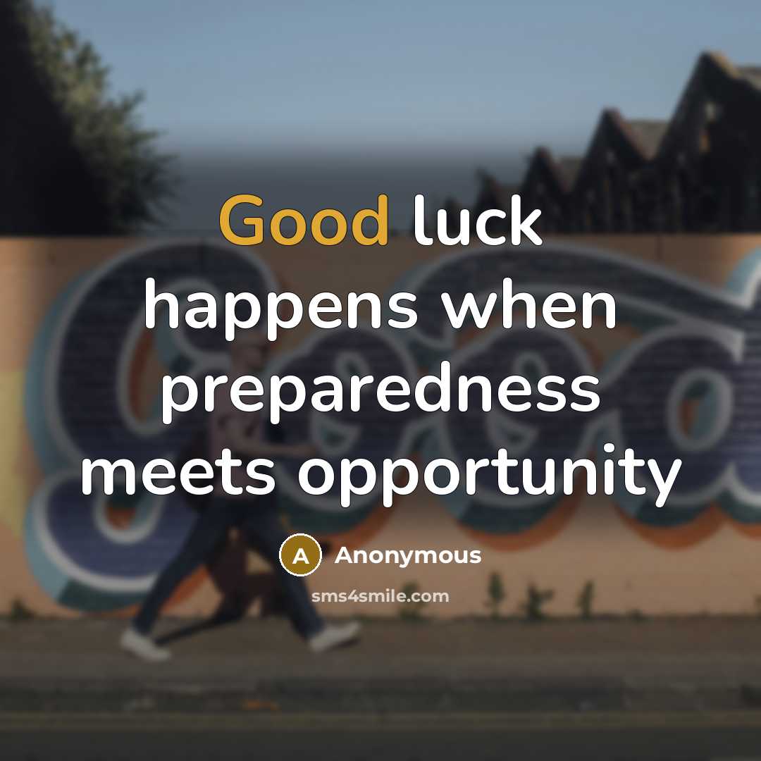 “Good luck happens when preparedness meets opportunity” quote by Anonymous