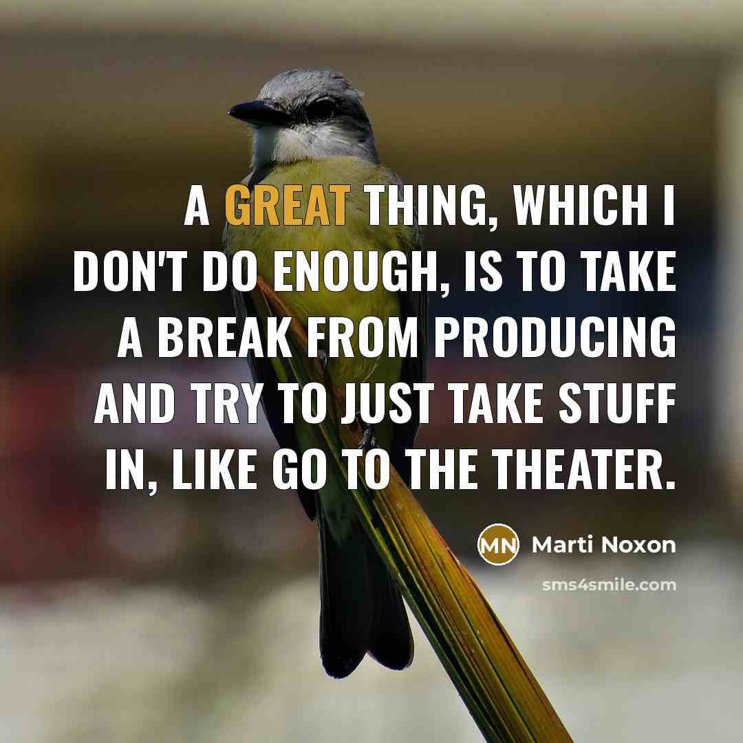 “A great thing, which I don't do enough, is to take a break from producing and try to just take stuff in, like go to the theater.” quote by Marti Noxon