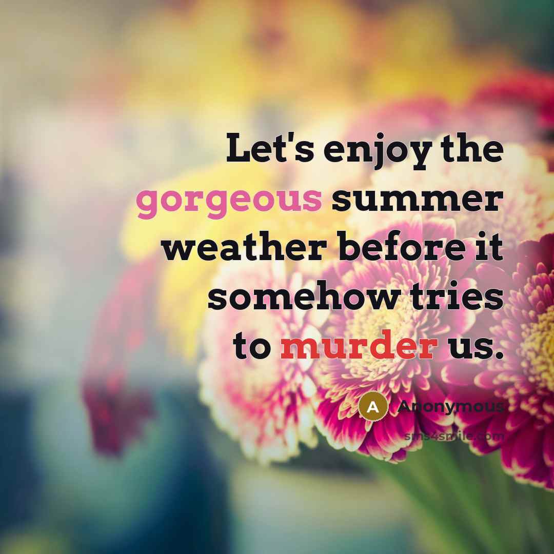 “Let's enjoy the gorgeous summer weather before it somehow tries to murder us.” quote by Anonymous