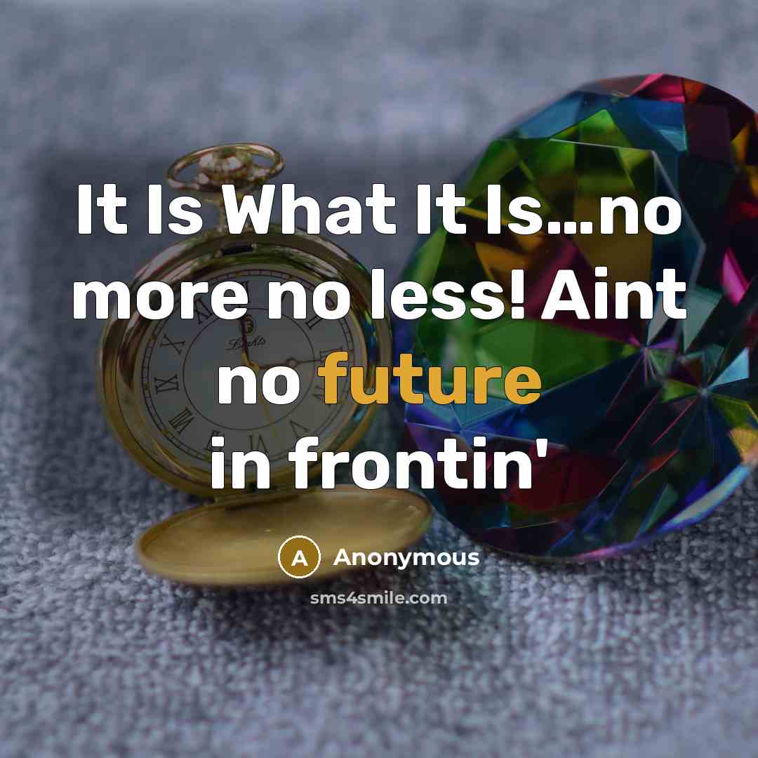 “It Is What It Is…no more no less! Aint no future in frontin'” quote by Anonymous