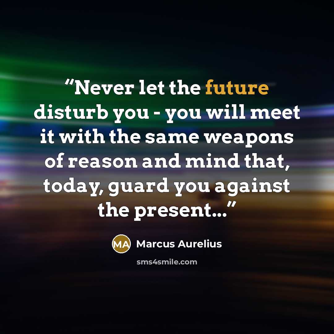 “Never let the future disturb you - you will meet it with the same weapons of reason and mind that, today, guard you against the present...” quote by Marcus Aurelius