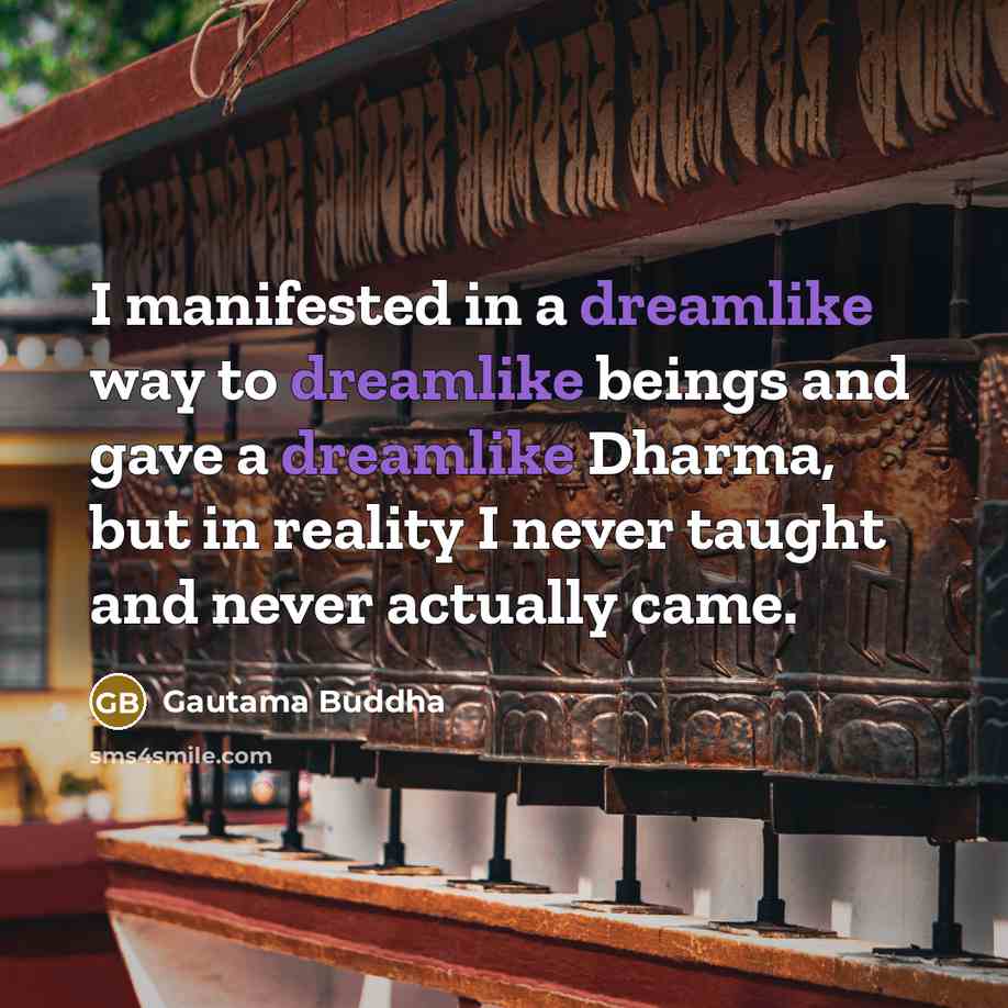 “I manifested in a dreamlike way to dreamlike beings and gave a dreamlike Dharma, but in reality I never taught and never actually came.” quote by Gautama Buddha