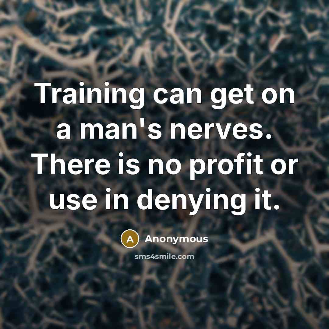 “Training can get on a man's nerves. There is no profit or use in denying it.” quote by Anonymous