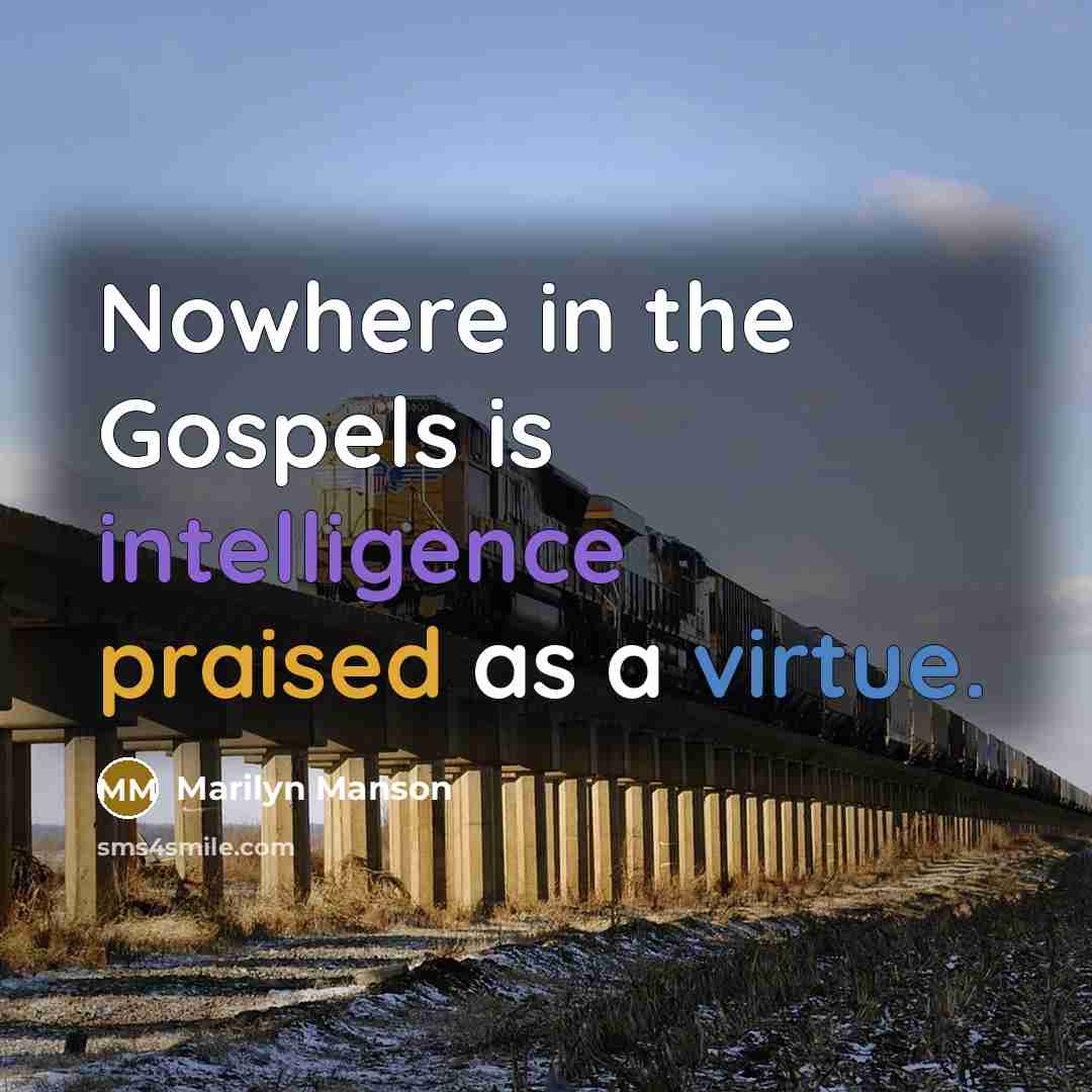 “Nowhere in the Gospels is intelligence praised as a virtue.” quote by Marilyn Manson