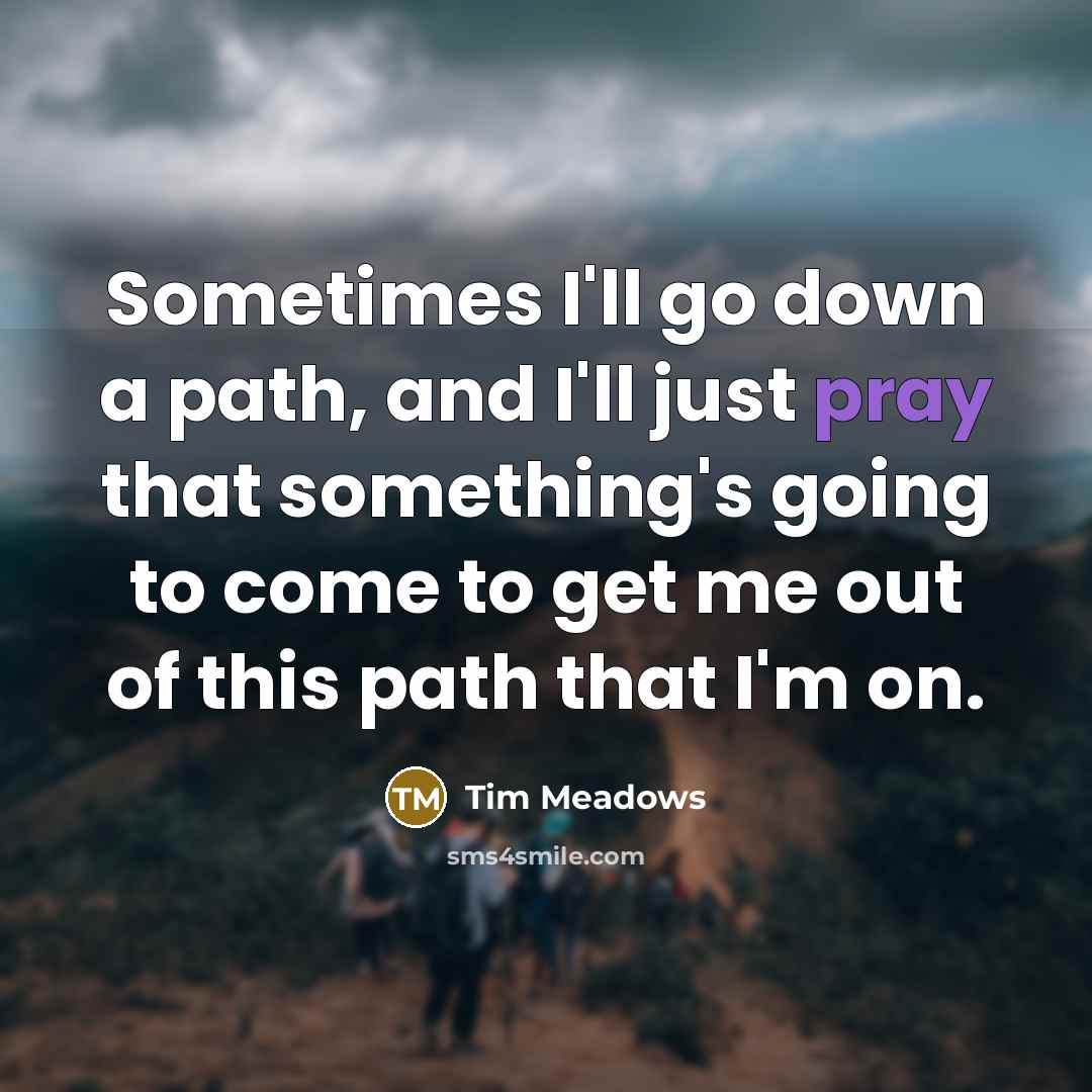 “Sometimes I'll go down a path, and I'll just pray that something's going to come to get me out of this path that I'm on.” quote by Tim Meadows