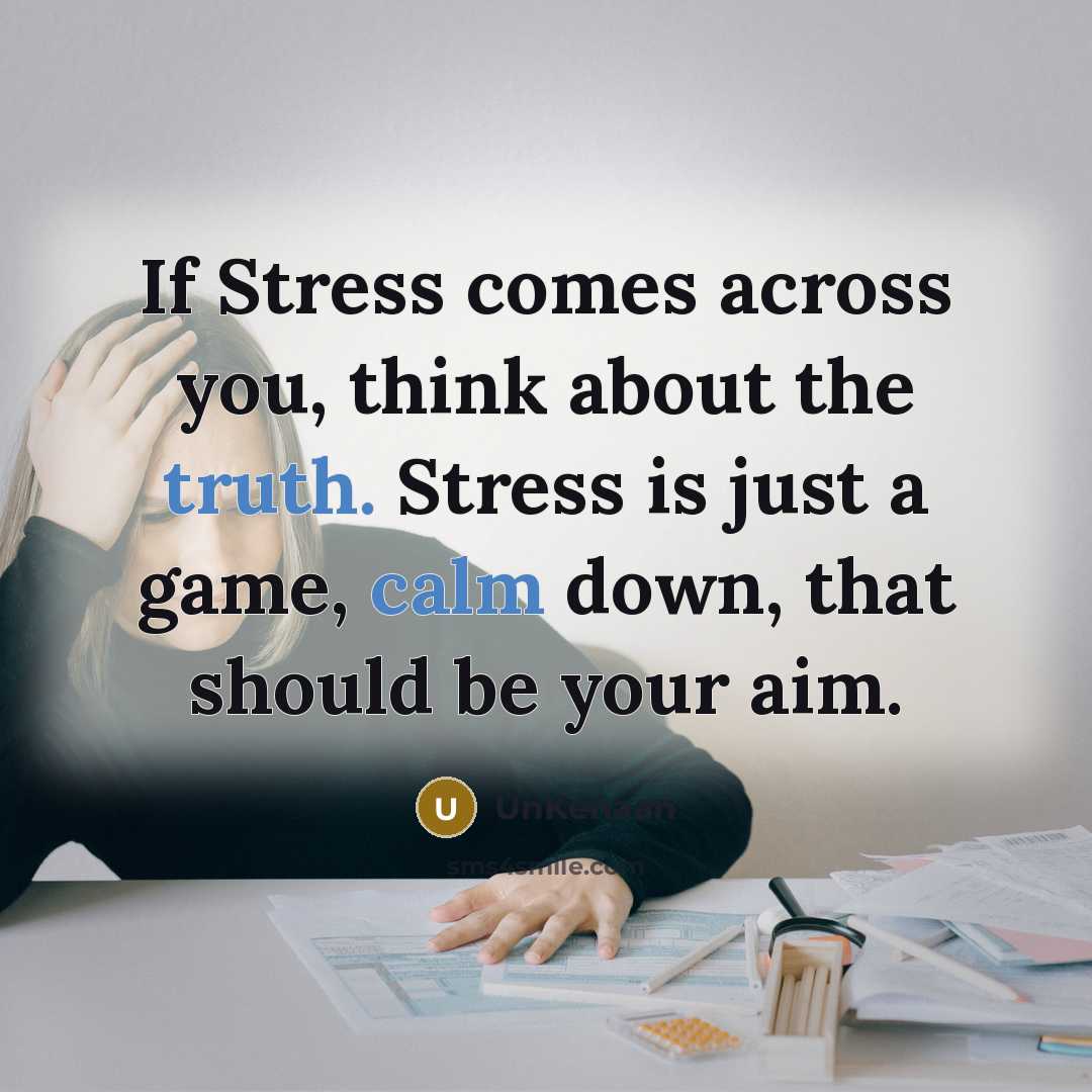 “If Stress comes across you, think about the truth. Stress is just a game, calm down, that should be your aim.” quote by UnKenaan