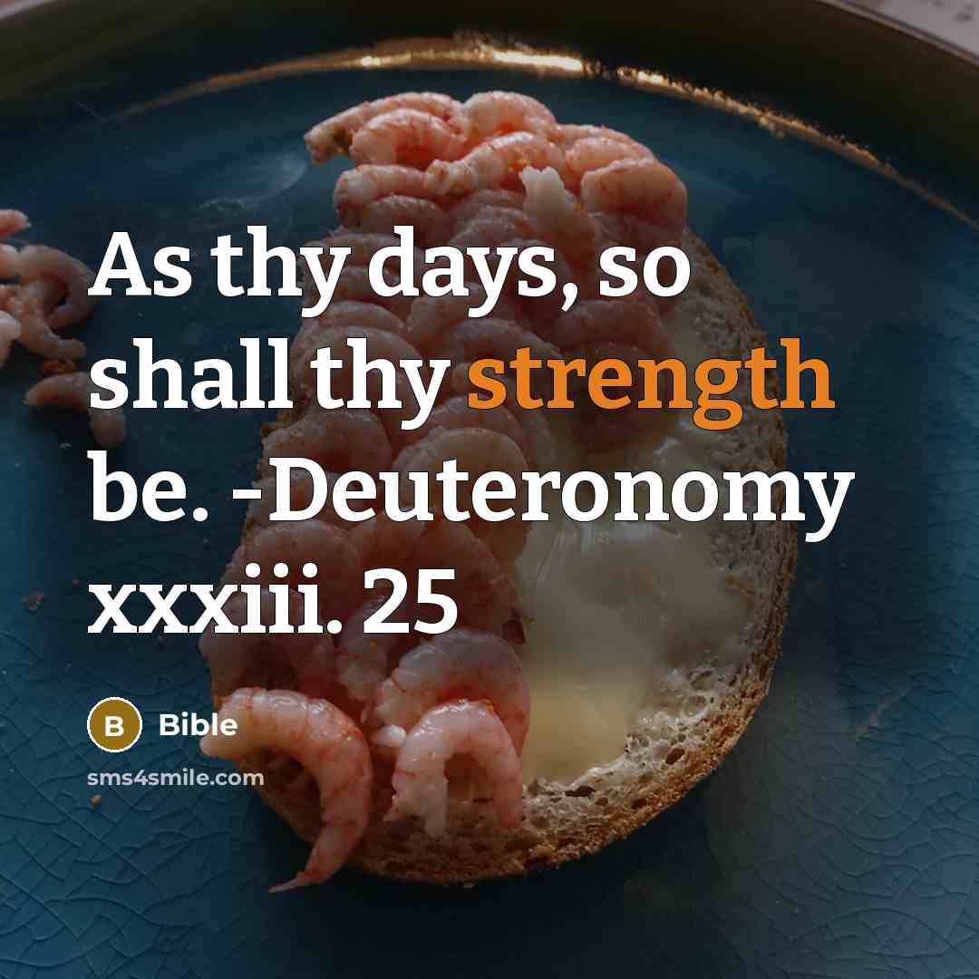 “As thy days, so shall thy strength be. -Deuteronomy xxxiii. 25” quote by Bible