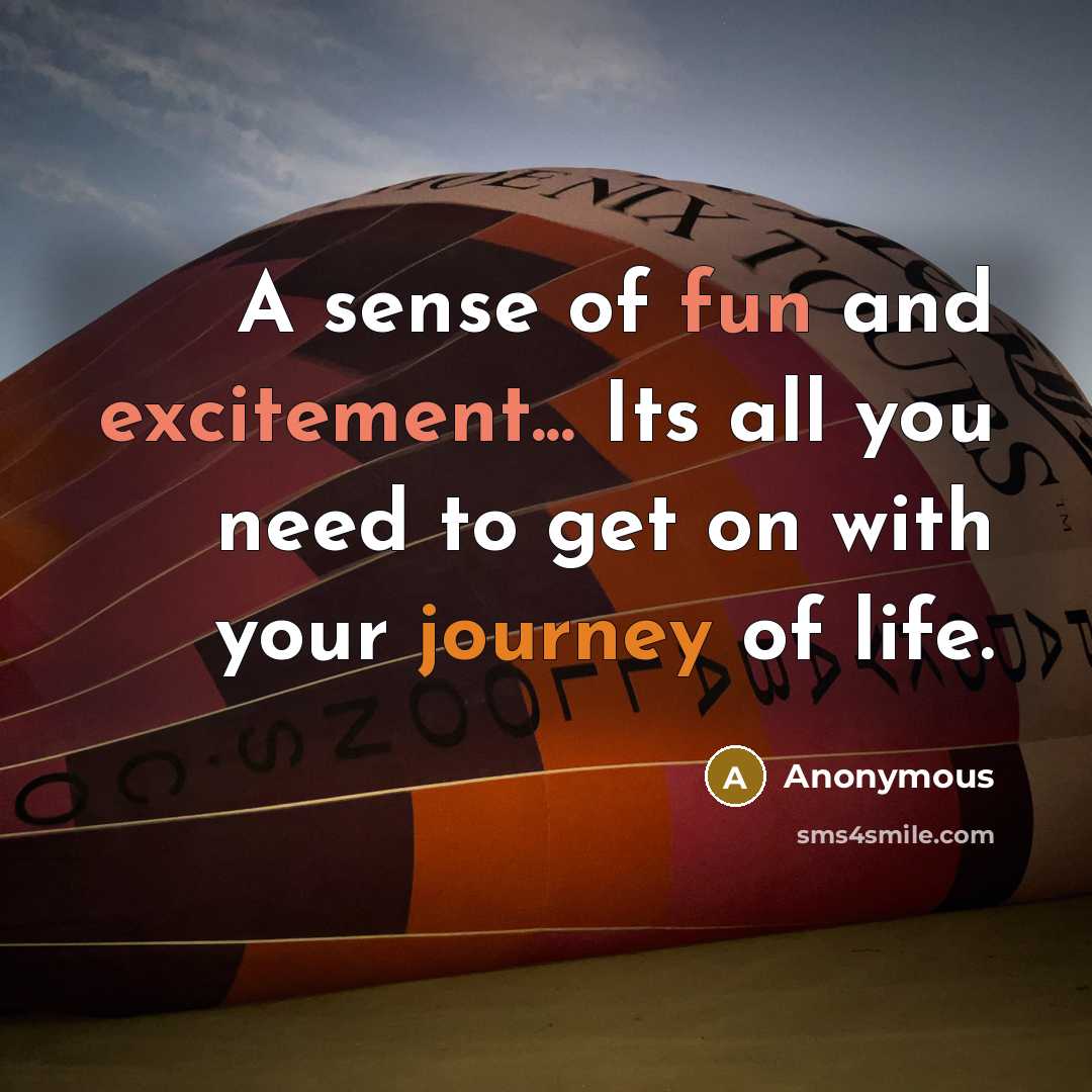 “A sense of fun and excitement... Its all you need to get on with your journey of life.” quote by Anonymous
