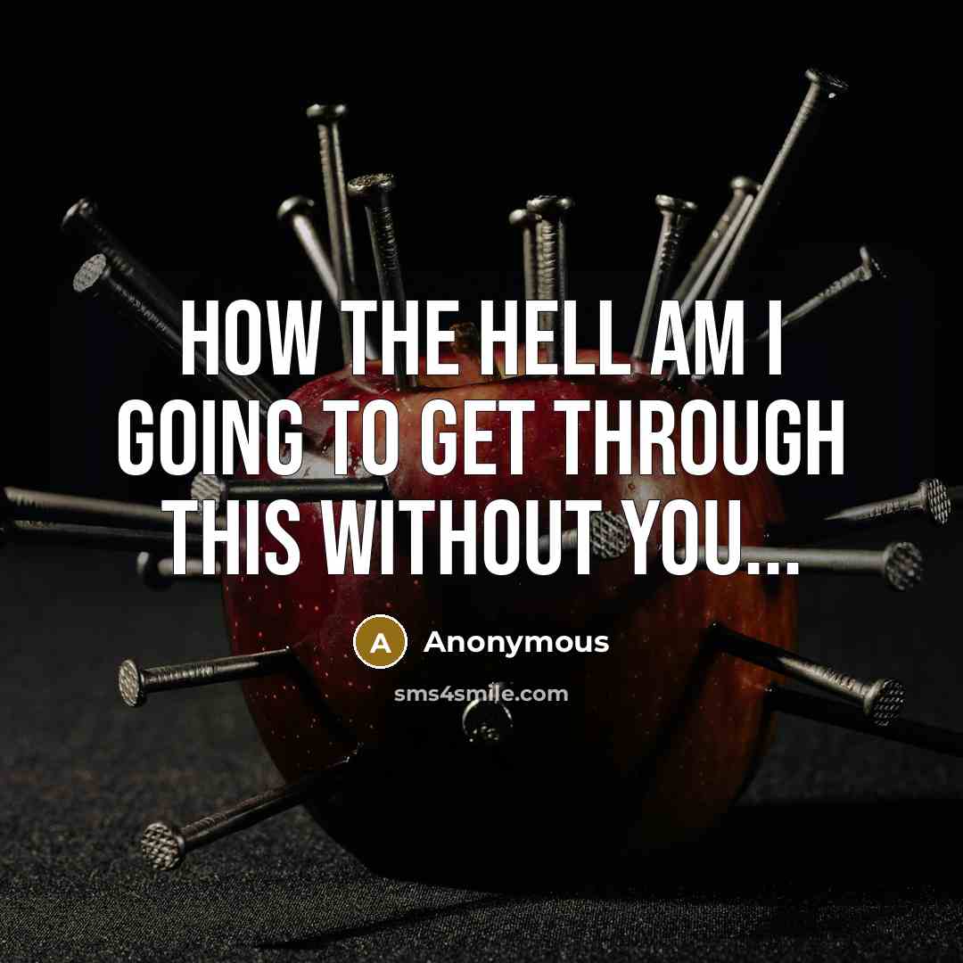 “How the hell am I going to get through this without you...” quote by Anonymous