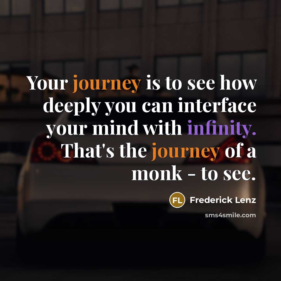 “Your journey is to see how deeply you can interface your mind with infinity. That's the journey of a monk - to see.” quote by Frederick Lenz