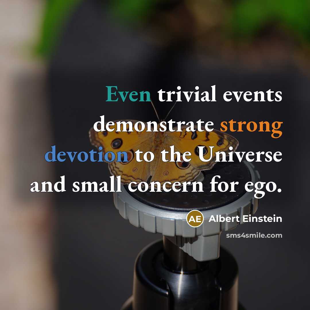 “Even trivial events demonstrate strong devotion to the Universe and small concern for ego.” quote by Albert Einstein