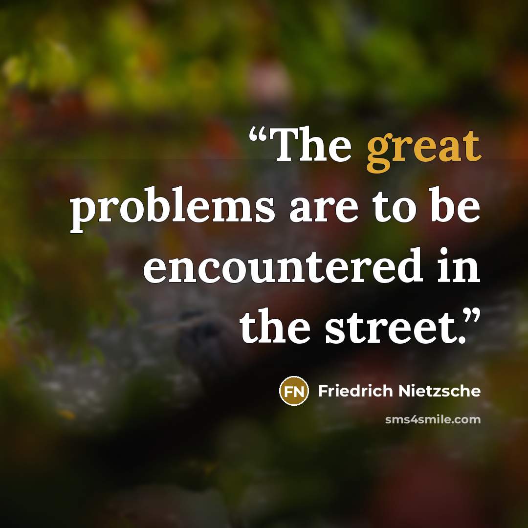 “The great problems are to be encountered in the street.” quote by Friedrich Nietzsche